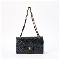 CHANEL マトラッセ ダブルフラップダブルチェーン 23 1992年 ショルダーバッグ ブラック ゴールド ラムスキン