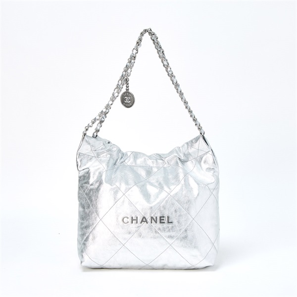 CHANEL シャネル22 スモール 2021年 ショルダーバッグ シルバー シルバー レザー