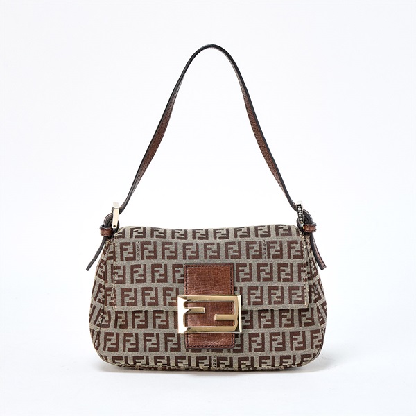 FENDI マンマバゲット ズッキーノ ミニ ショルダーバッグ ベージュ ゴールド キャンバス
