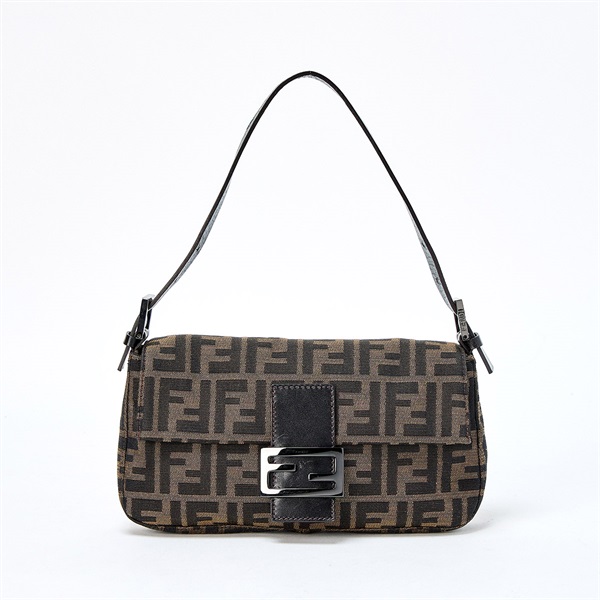 FENDI マンマバゲット ズッカー ショルダーバッグ ブラウン シルバー キャンバス