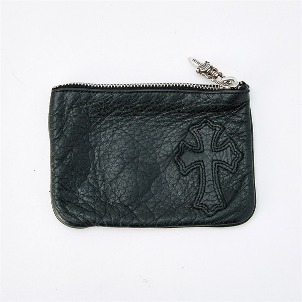 CHROME HEARTS チェンジパース クロスパッチ コインケース ブラック シルバー レザー 925