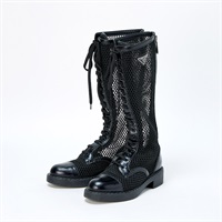 PRADA トライアングル ブーツ 37 2/1 ブラック ナイロン