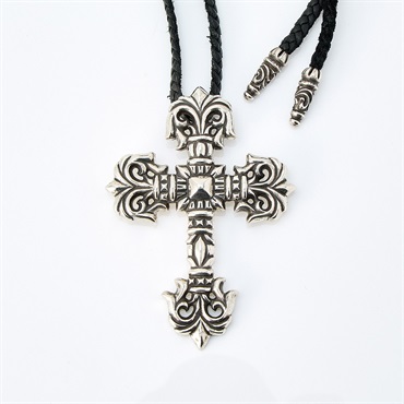 CHROME HEARTS フィリグリークロス レザーブレード ネックレス シルバー 925