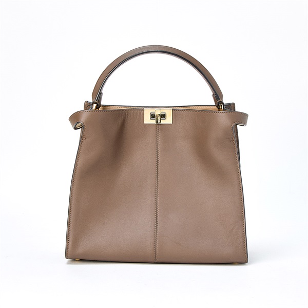 FENDI ピーカブーエックスライト ハンドバッグ グレージュ ゴールド レザー