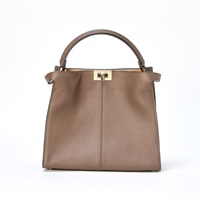FENDI ピーカブーエックスライト ハンドバッグ グレージュ ゴールド レザー