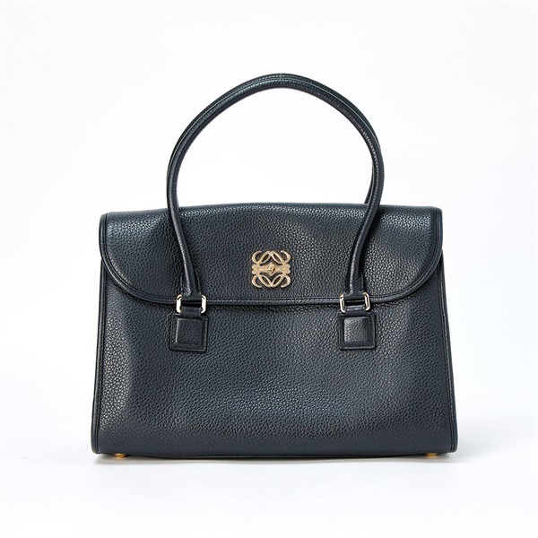 LOEWE アラモ36 ハンドバッグ ブラック ゴールド レザー