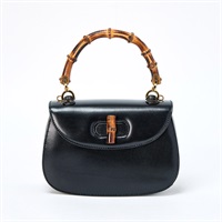 GUCCI バンブー ハンドバッグ ブラック ゴールド ボックスカーフ