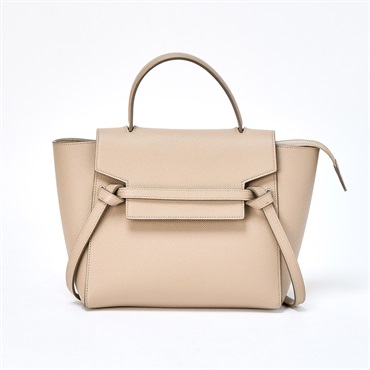 CELINE ベルトバッグ マイクロ ハンドバッグ ベージュ ゴールド レザー