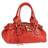 Chloe パディントンハンドバッグ レッド ゴールド レザー
