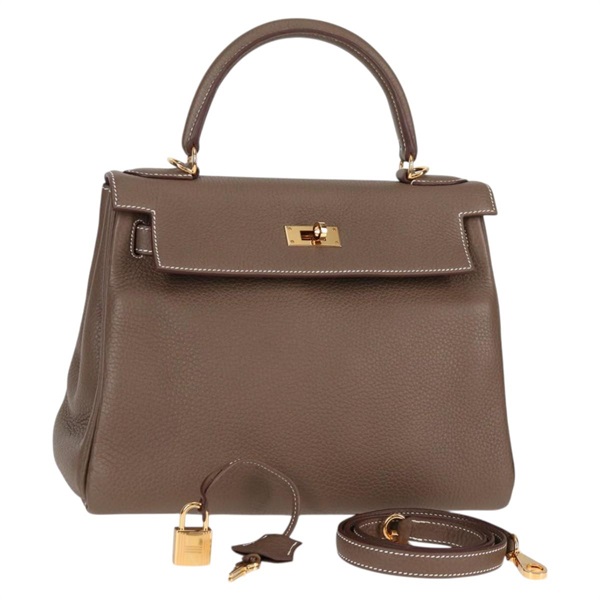 HERMES ケリー 28 2021年 Z ハンドバッグ エトゥープ ゴールド トゴ