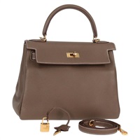 HERMES ケリー 28 2021年 Z ハンドバッグ エトゥープ ゴールド トゴ