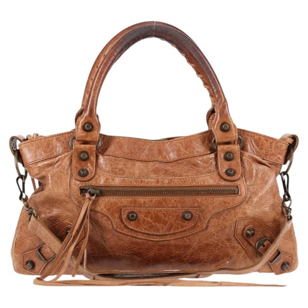 BALENCIAGA ファースト ハンドバッグ 103208 ブラウン マットゴールド レザー
