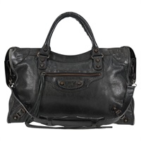 BALENCIAGA シティ ハンドバッグ 115748 ブラック マットゴールド レザー
