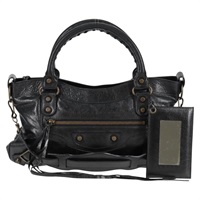 BALENCIAGA ファースト ハンドバッグ 103208 ブラック マットゴールド レザー