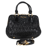 MIU MIU マテラッセ ハンドバッグ ブラック ゴールド レザー