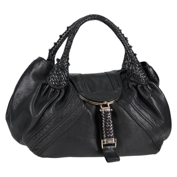 LOEWE スパイバッグ ハンドバッグ ブラック ゴールド レザー