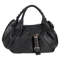 LOEWE スパイバッグ ハンドバッグ ブラック ゴールド レザー