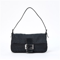 FENDI マンマバゲット ズッキーノ ショルダーバッグ ブラック マットシルバー キャンバス