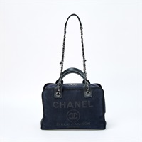 CHANEL ドーヴィル 2WAYボストン 2021年 ショルダーバッグ ネイビー シルバー デニム