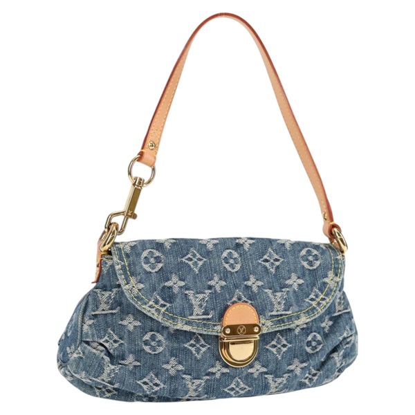 LOUIS VUITTON プリーティ ミニ ショルダーバッグ ブルー ゴールド デニム