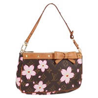 LOUIS VUITTON モノグラム チェリーブロッサム ポシェットアクセソワール ショルダーバッグ M92006  ブラウン ピンク ゴールド PVC
