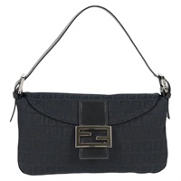 FENDI マンマバゲット ズッキーノ ショルダーバッグ ブラック シルバー キャンバス
