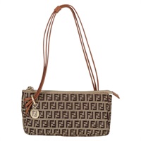 FENDI ズッキーノ ショルダーバッグ ベージュ ブラウン ゴールド キャンバス