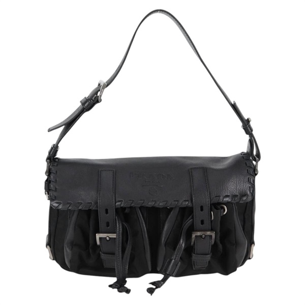 PRADA ロゴ ワンショルダーバッグ ショルダーバッグ ブラック シルバー レザー