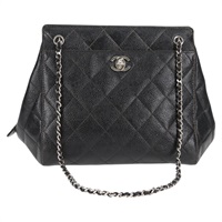 CHANEL マトラッセ 1997年 ショルダーバッグ ブラック シルバー キャビアスキン