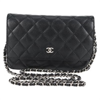 CHANEL マトラッセ マトラッセ チェーンウォレット 2015年 ショルダーバッグ ブラック シルバー キャビアスキン