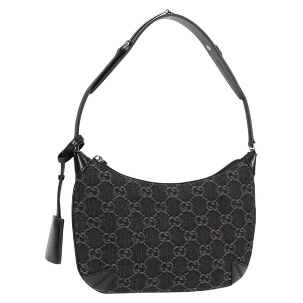 GUCCI ホースビット ショルダーバッグ ブラックデニム シルバー デニム