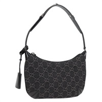 GUCCI ホースビット ショルダーバッグ ブラックデニム シルバー デニム