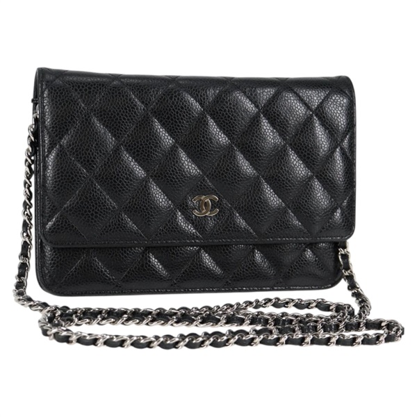 CHANEL マトラッセ チェーンウォレット 2018年 ショルダーバッグ ブラック シルバー キャビアスキン