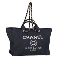 CHANEL ドーヴィル GM トートバッグ インディゴブルー ゴールド デニム