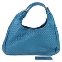 BOTTEGA VENETA クラシック イントレチャート カンパーナ トートバッグ ブルー ブラック レザー