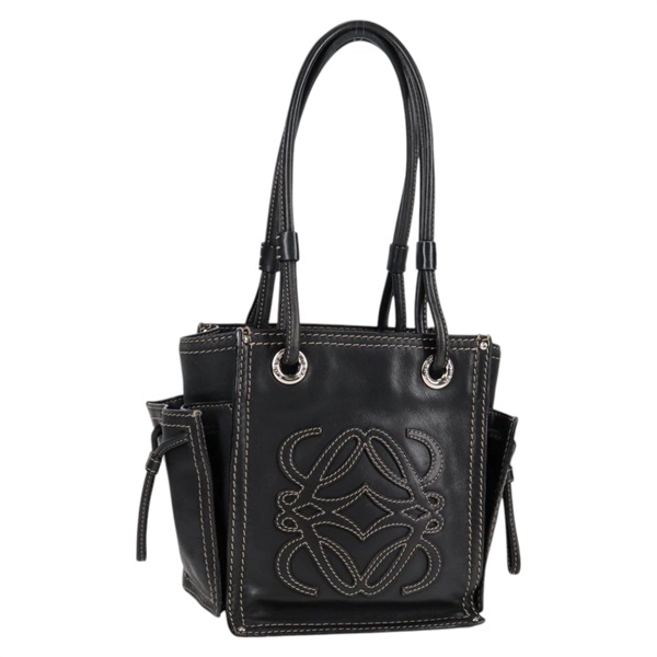 LOEWE アナグラム トートバッグ ブラック シルバー レザー