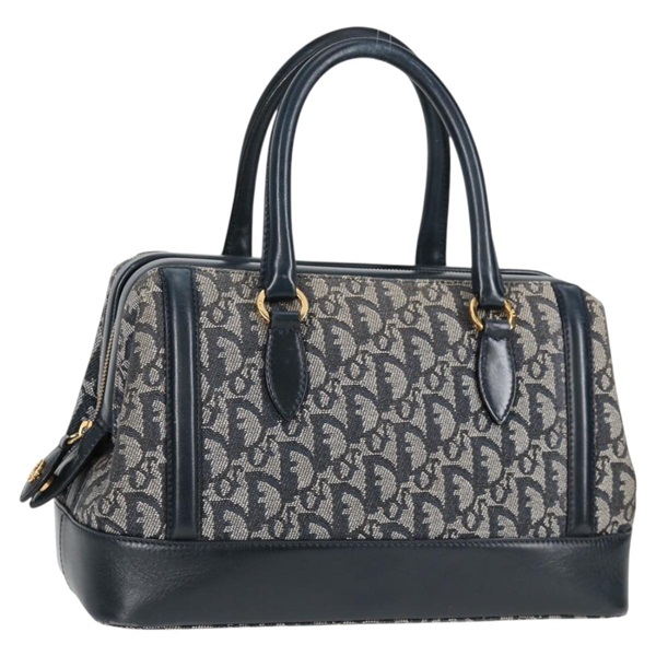 Christian Dior トロッター ボストンバッグ ネイビー ゴールド キャンバス