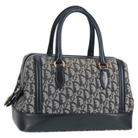Christian Dior トロッター ボストンバッグ ネイビー ゴールド キャンバス