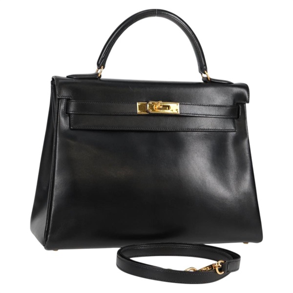 HERMES ケリー 32 1998年 □B ハンドバッグ ノワール ゴールド ボックスカーフ