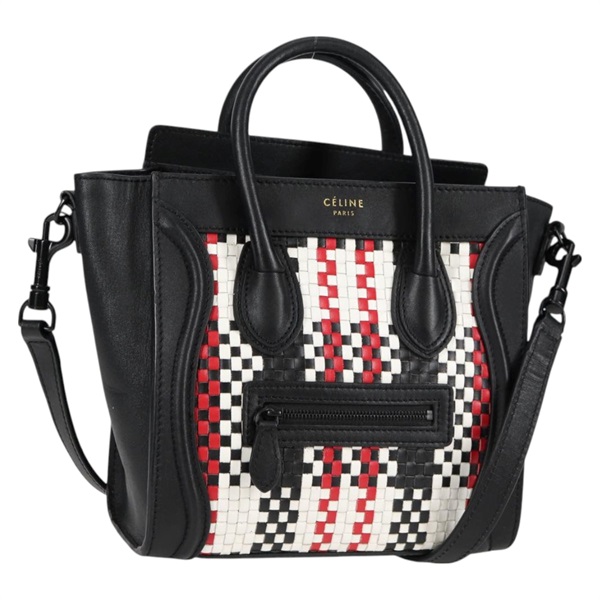 CELINE ラゲージ ナノ イントレチャート ハンドバッグ ブラック マルチカラー ブラック レザー