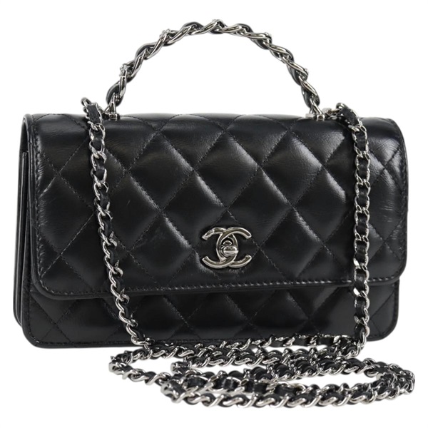 CHANEL ココマーク 2WAYバニティバッグ 2021年 ショルダーバッグ ブラック シルバー ラムスキン