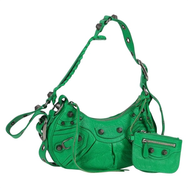 BALENCIAGA ルカゴール XS ショルダーバッグ ネオングリーン シルバー レザー