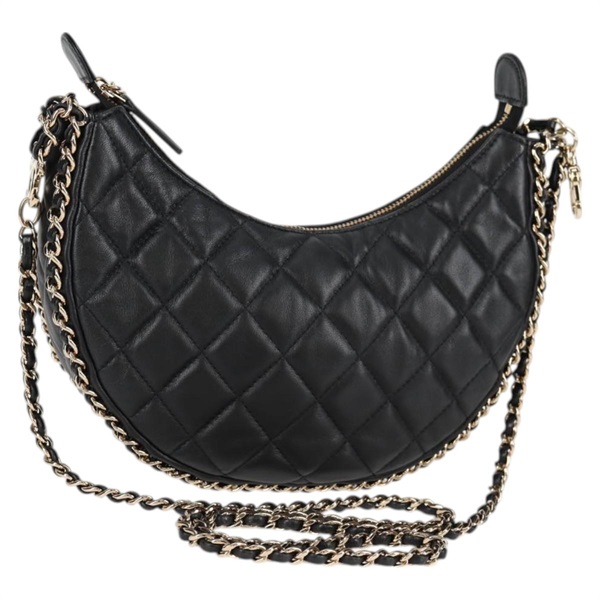 CHANEL マトラッセ スモールホーボー ショルダーバッグ AS3917 ブラック ゴールド ラムスキン