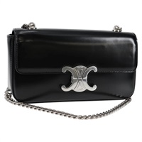 CELINE トリオンフ クロード ショルダーバッグ ブラック シルバー シャイニーカーフ
