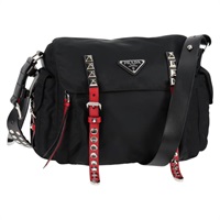 PRADA トライアングル ショルダーバッグ ブラック レッド テスート