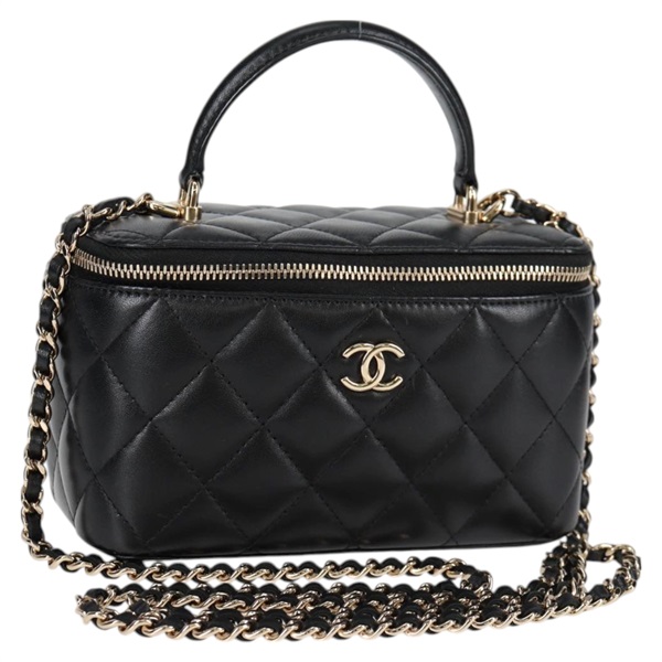 CHANEL マトラッセ 2WAYバニティバッグ 2021年 ショルダーバッグ ブラック ゴールド ラムスキン