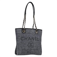 CHANEL ドーヴィル PM 2021年 トートバッグ ホワイト シルバー ラフィア