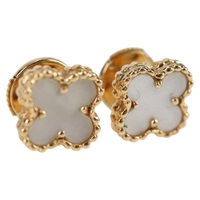 Van Cleef & Arpels スウィート アルハンブラ ピアス ゴールド ホワイト 750YG マザーオブパール