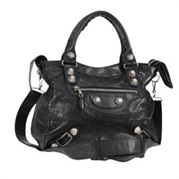 BALENCIAGA  ザ ジャイアント ヴェロ ハンドバッグ ブラック シルバー レザー