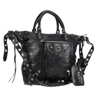 BALENCIAGA ルカゴール ミディアム トート ハンドバッグ ブラック ギロッシュ レザー